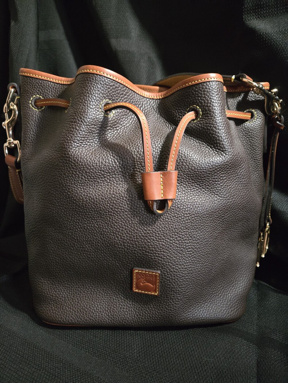 Dooney & Bourke Pebble Grain Leather Drawstring Bucket Bag NWOT